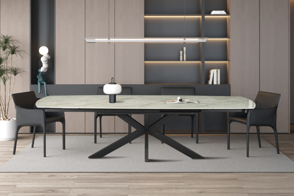 Table extensible 'Ares' 160-240 cm Ovale Danoise Brillant Pierre Beige – Image 2
