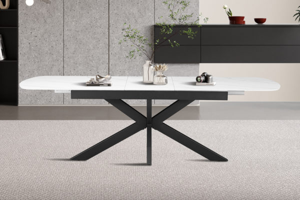 Table extensible 'Hestia' 180-220 cm Ovale Danoise Pierre Blanc