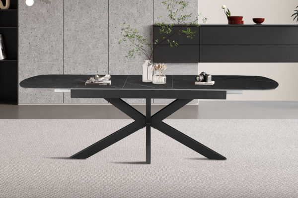 Table extensible 'Hestia' 180-220 cm Ovale Danoise Pierre Noir