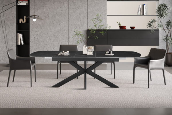 Table extensible 'Hestia' 180-220 cm Ovale Danoise Pierre Noir – Image 2