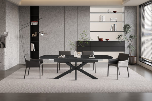 Table extensible 'Hestia' 180-220 cm Ovale Danoise Pierre Noir – Image 3