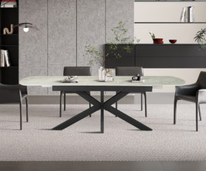 Alternative view of Table extensible 'Hestia' 180-220 cm Ovale Danoise Brillant Pierre Beige