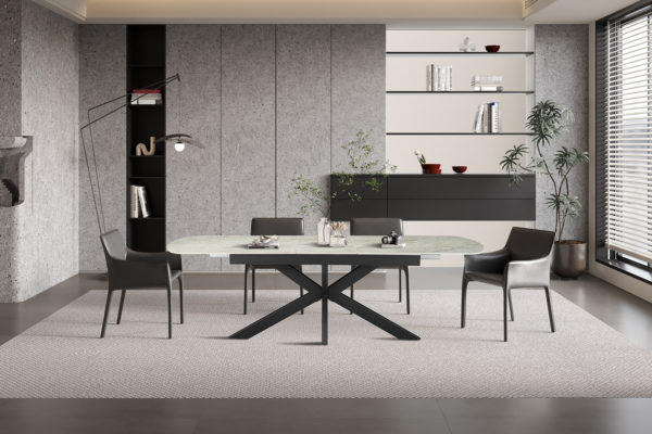 Table extensible 'Hestia' 180-220 cm Ovale Danoise Brillant Pierre Beige – Image 3