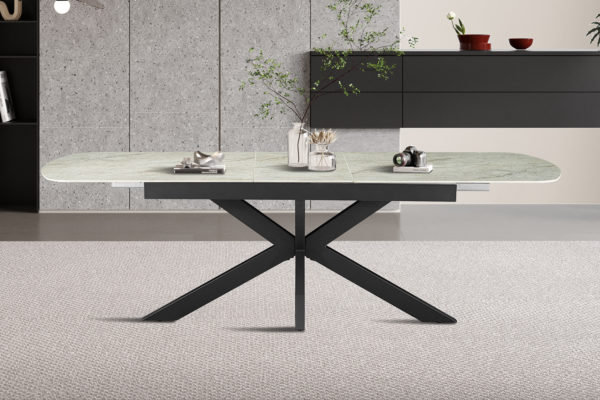 Table extensible 'Hestia' 180-220 cm Ovale Danoise Brillant Pierre Beige