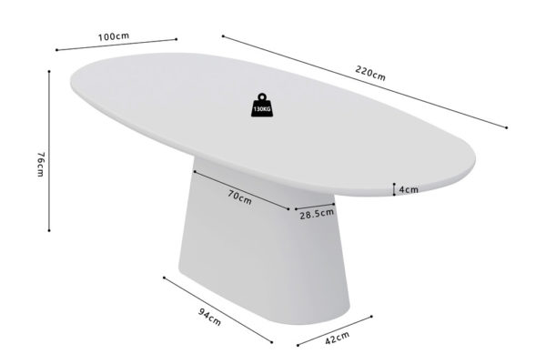 Table 'Tavira' 220 cm Ovale Ciment Ecru – Image 8