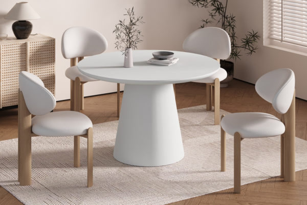 Table 'Tavira' 120 cm Ronde Ciment Ecru