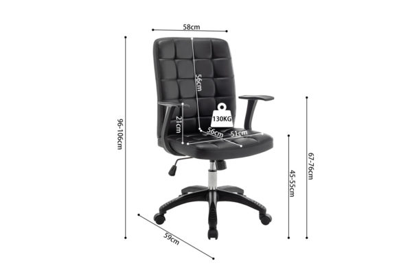 Chaise de bureau 'Luka' Noir PU – Image 8