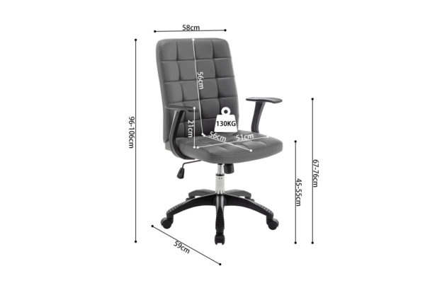 Chaise de bureau 'Luka' Gris PU – Image 8