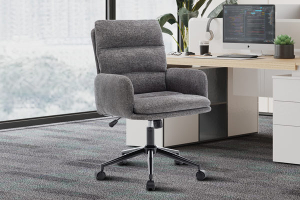 Chaise de bureau 'Aimé' Tissu Fabb Raven 13 Gris foncé