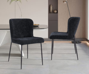 Chaise 'Lisa' Bouclé Gris Foncé