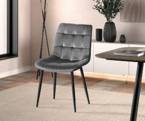 Chaise 'Juta' Velours Gris foncé