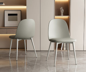 Chaise 'Jasmin' Assise PP Coussin PU Gris-vert