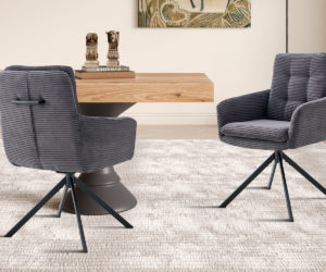 Chaise 'Luna' Pivotant en Corduroy Fabb Hyper 16 Gris