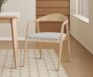 Alternative view of Chaise 'Claire' Frêne Naturel - Tissu Ote Milan 103 Beige