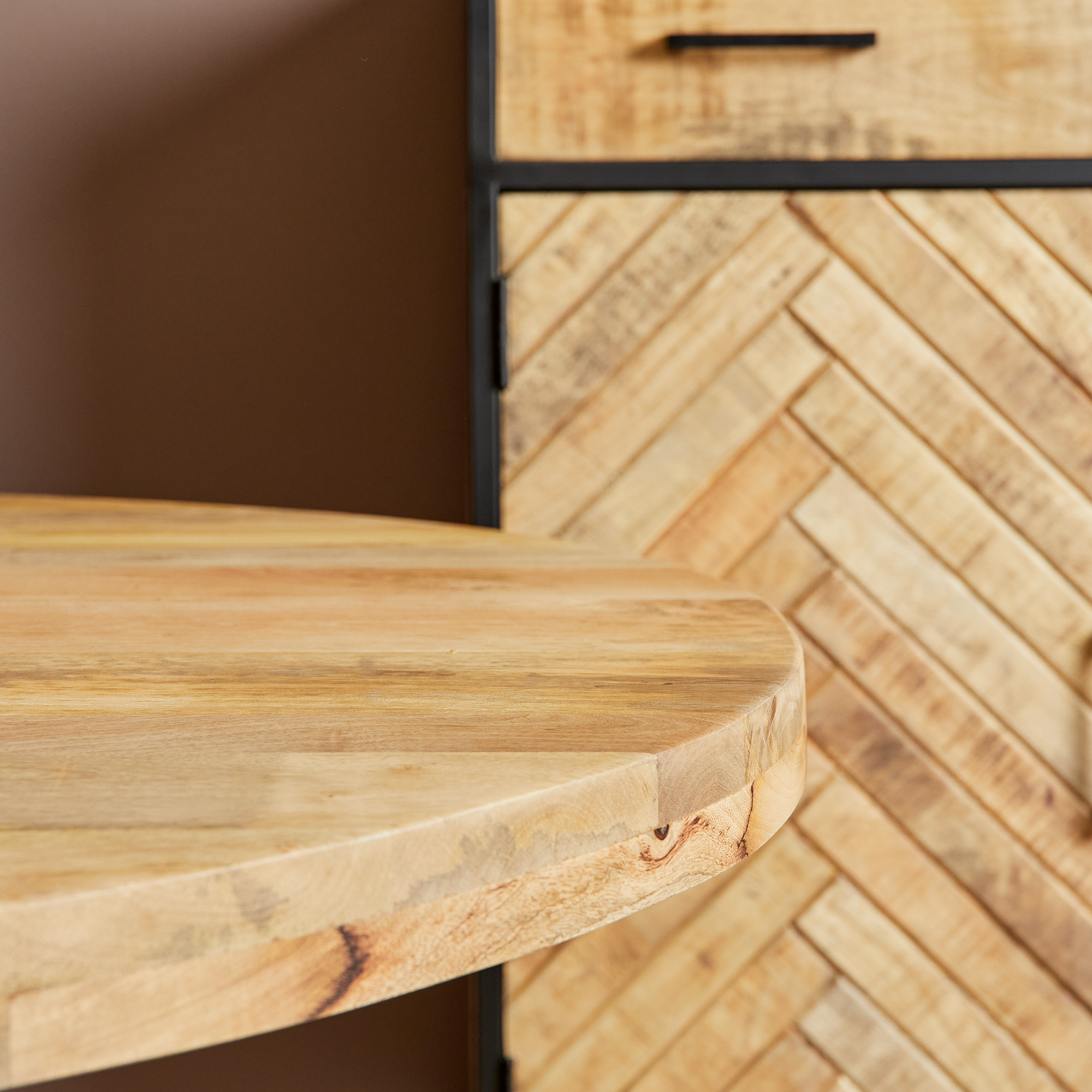 Table à manger ronde Denver en bois de manguier naturel – 120 cm – Image 6