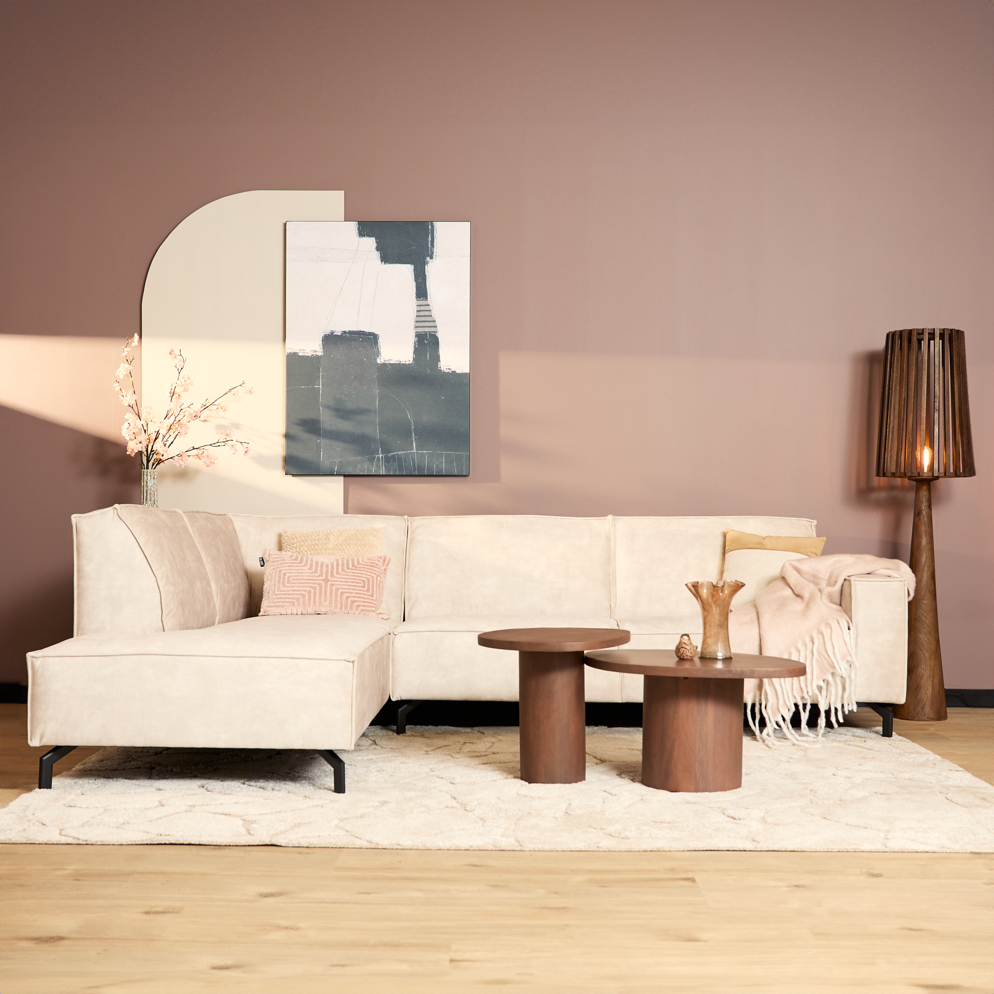 Canapé MySofa Floris | méridienne gauche + 2,5 places | velours beige – Image 3
