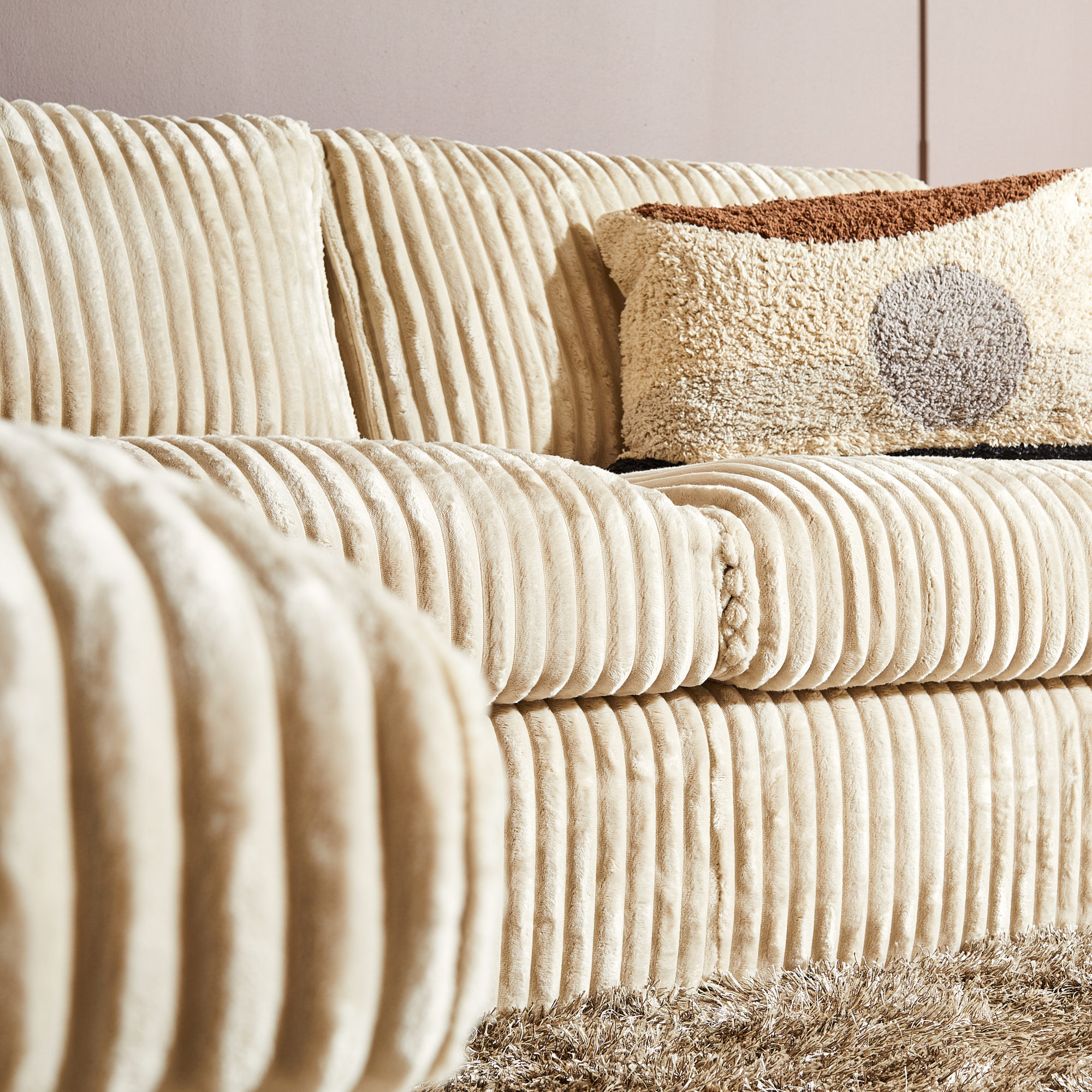 Canapé MySofa Teddy | 2,5 places + méridienne droite | beige – Image 3
