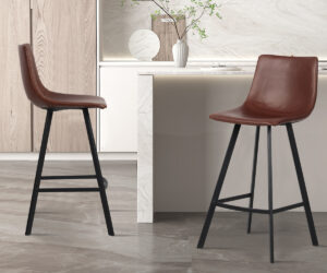 Chaise de comptoir 'Ozan' PU Brun