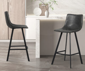 Chaise de comptoir 'Ozan' PU Noir