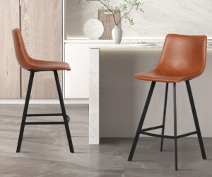 Chaise de comptoir 'Ozan' PU Cognac