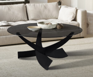 Table basse 'Weston' Ronde Verre clair gris