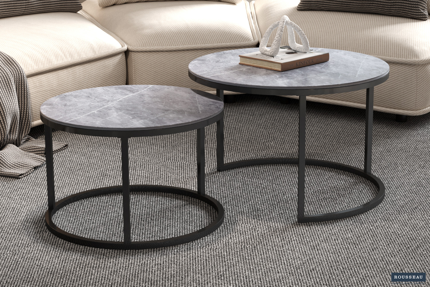 Table basse 'Boston' Décor Verre Gris Pierre