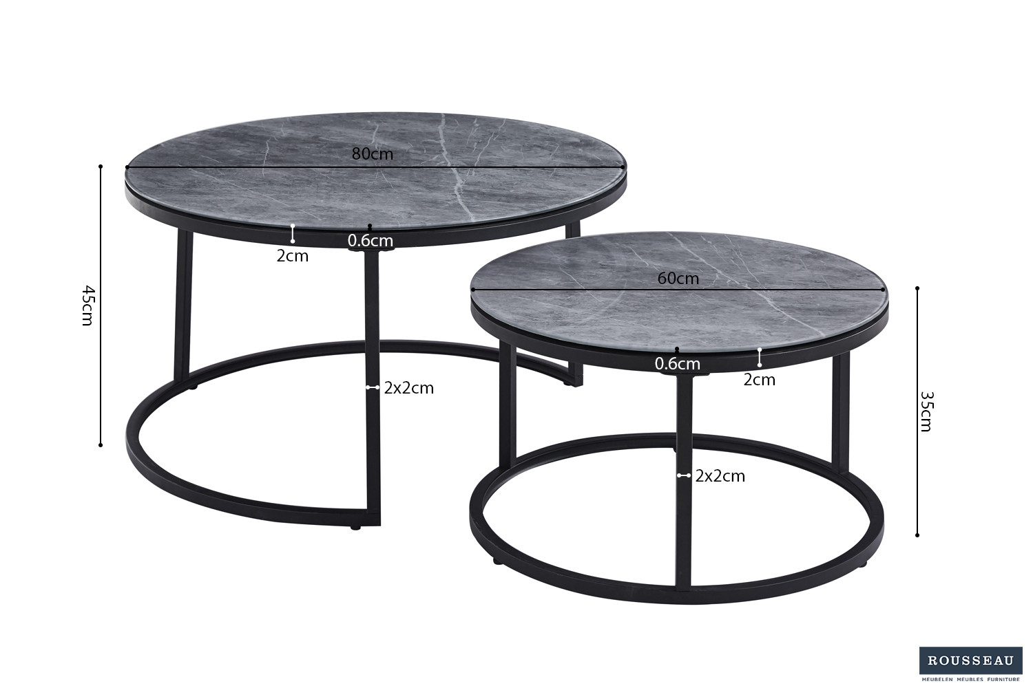 Table basse 'Boston' Décor Verre Gris Pierre – Image 5
