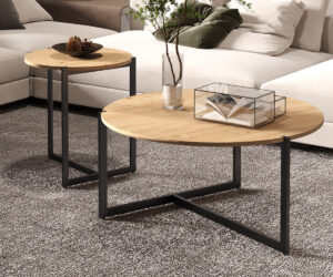 Set de 2 Table basses ''Pola' Décor Chêne vieilli