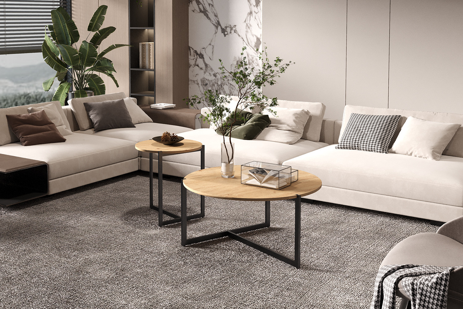 Set de 2 Table basses ''Pola' Décor Chêne vieilli – Image 2