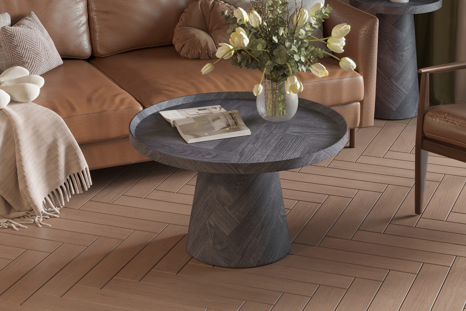 Table basse 'Manus' 80 cm Décor Gris foncé