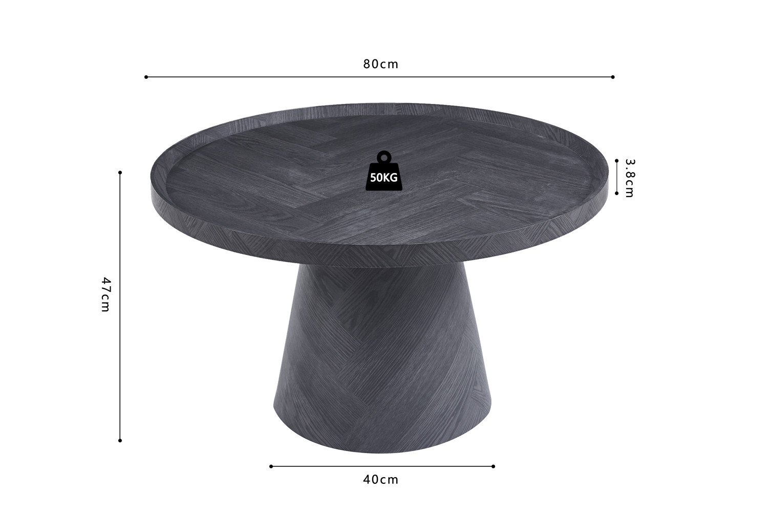 Table basse 'Manus' 80 cm Décor Gris foncé – Image 7