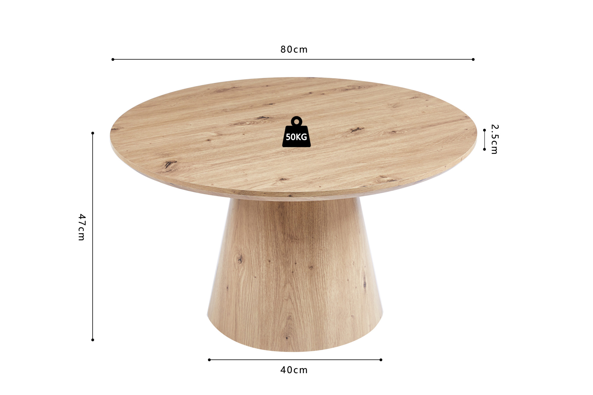 Table basse 'Lukas' 80 cm Décor Chêne vieilli – Image 7