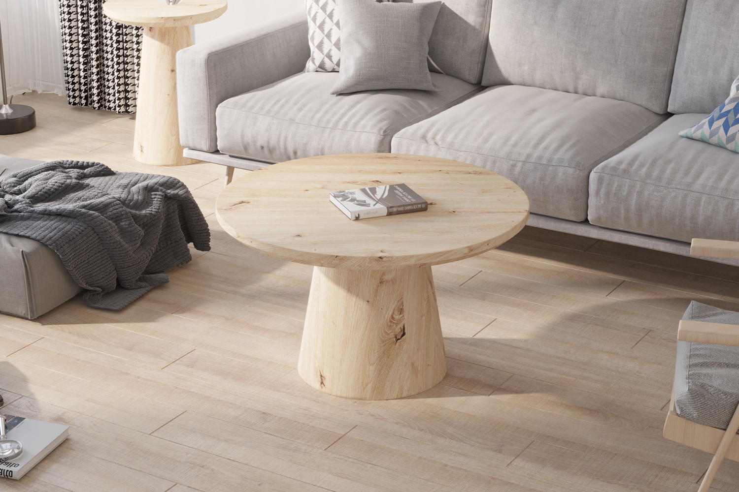 Table basse 'Lukas' 80 cm Décor Chêne vieilli