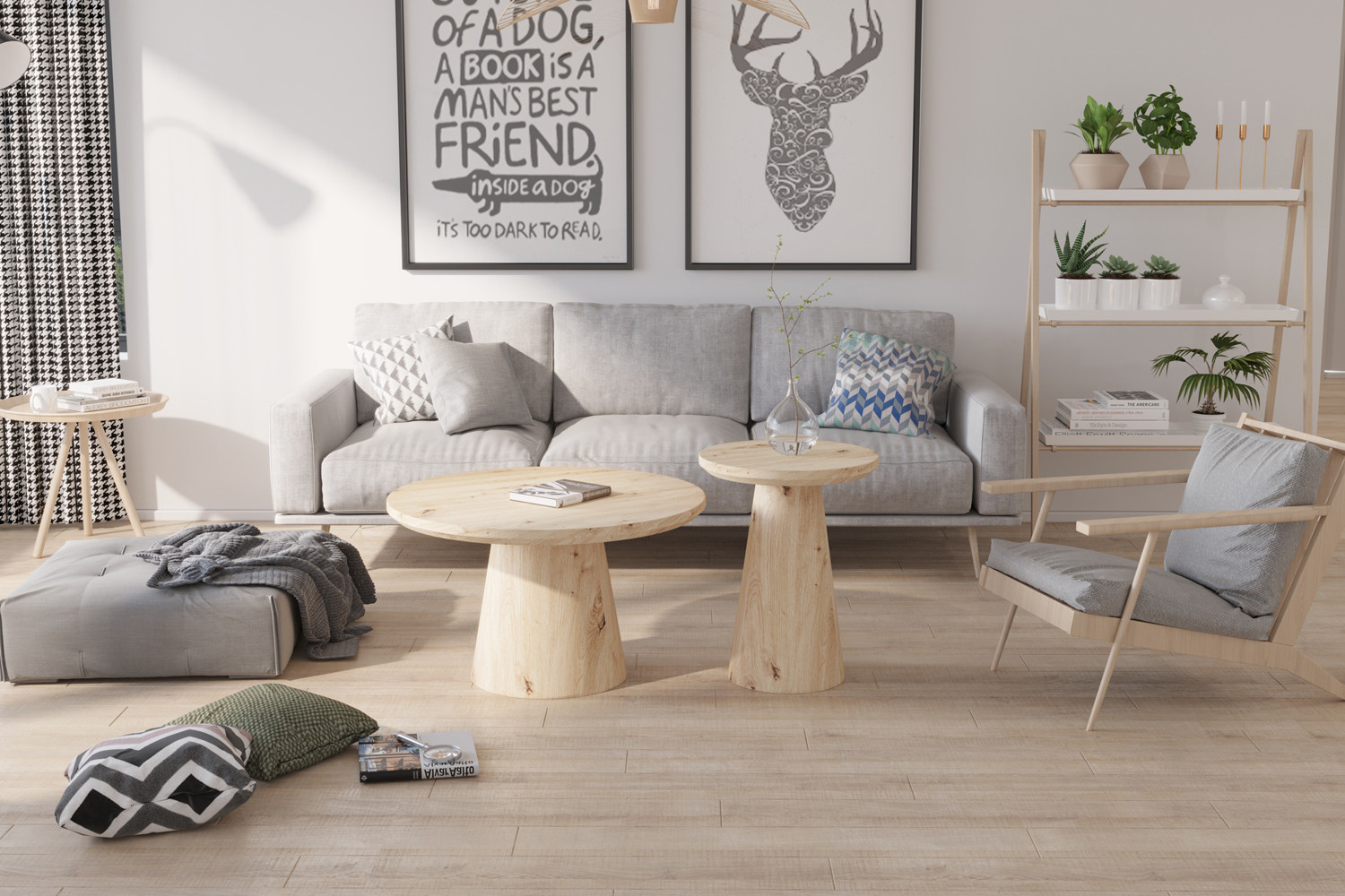 Table basse 'Lukas' 45 cm Décor Chêne vieilli – Image 3