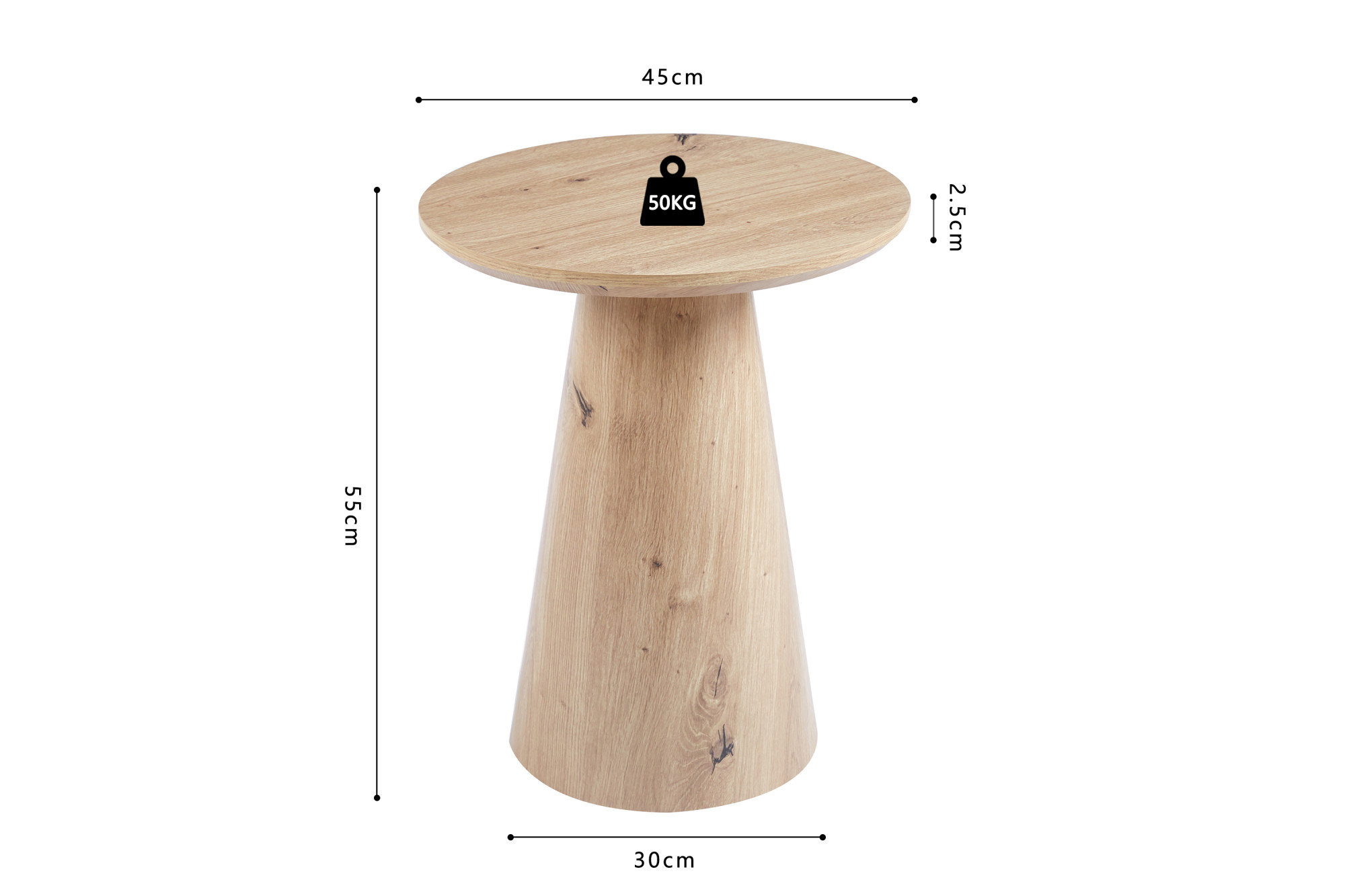 Table basse 'Lukas' 45 cm Décor Chêne vieilli – Image 7