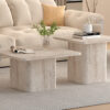 Set de 2 Table basses 'Bobby' Décor travertin Beige