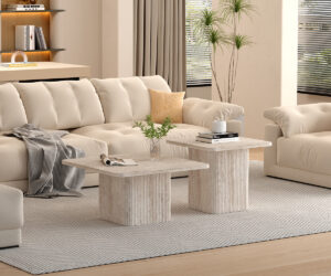 Alternative view of Set de 2 Table basses 'Bobby' Décor travertin Beige