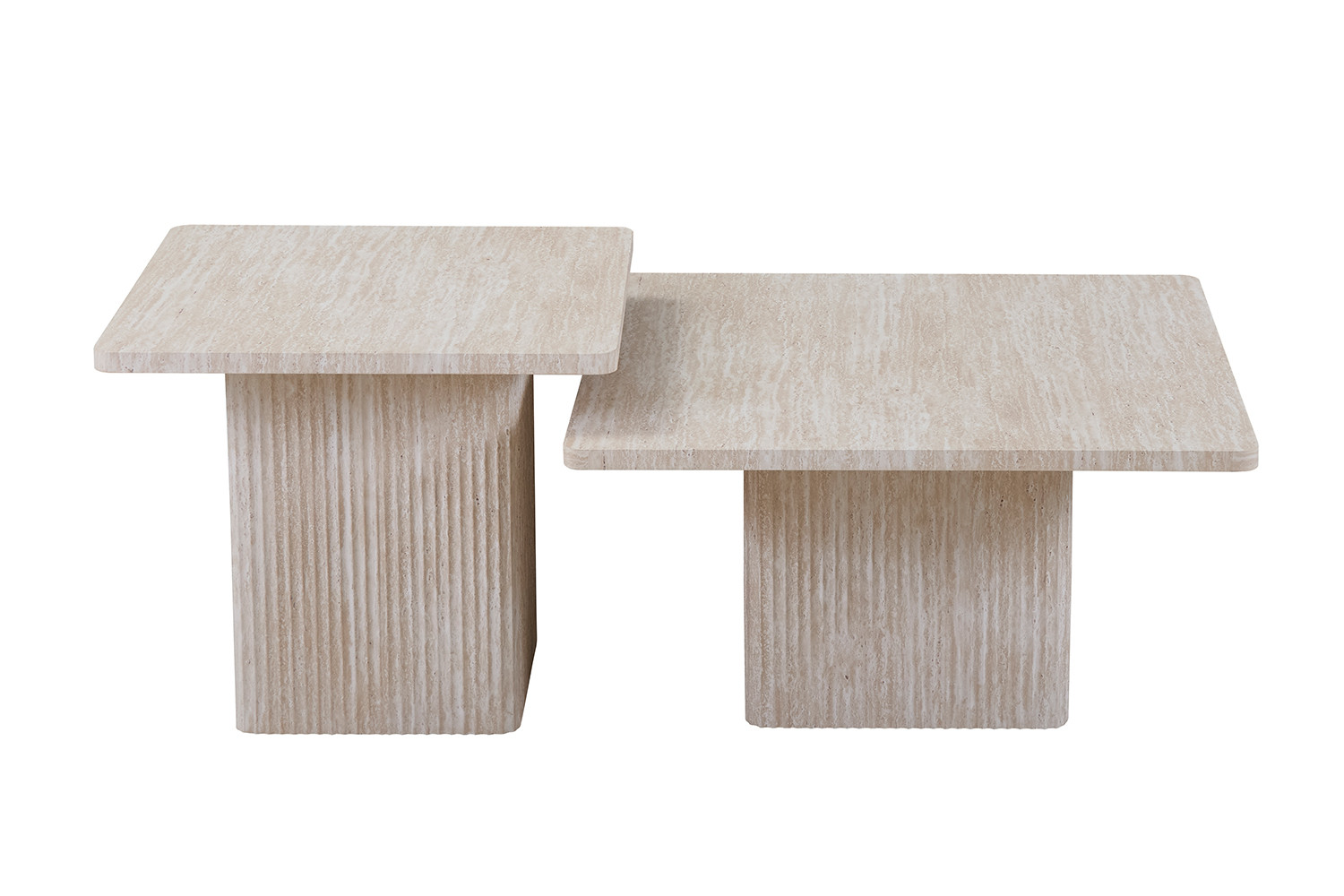 Set de 2 Table basses 'Bobby' Décor travertin Beige – Image 3