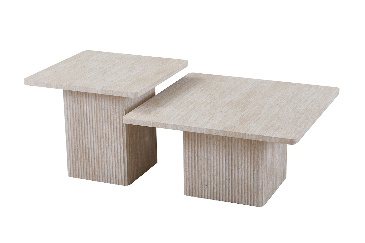 Set de 2 Table basses 'Bobby' Décor travertin Beige – Image 4