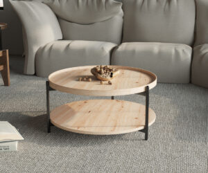 Table basse 'Dalina' 80 cm Décor Chêne vieilli