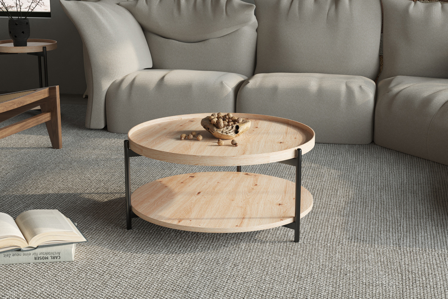 Table basse 'Dalina' 80 cm Décor Chêne vieilli