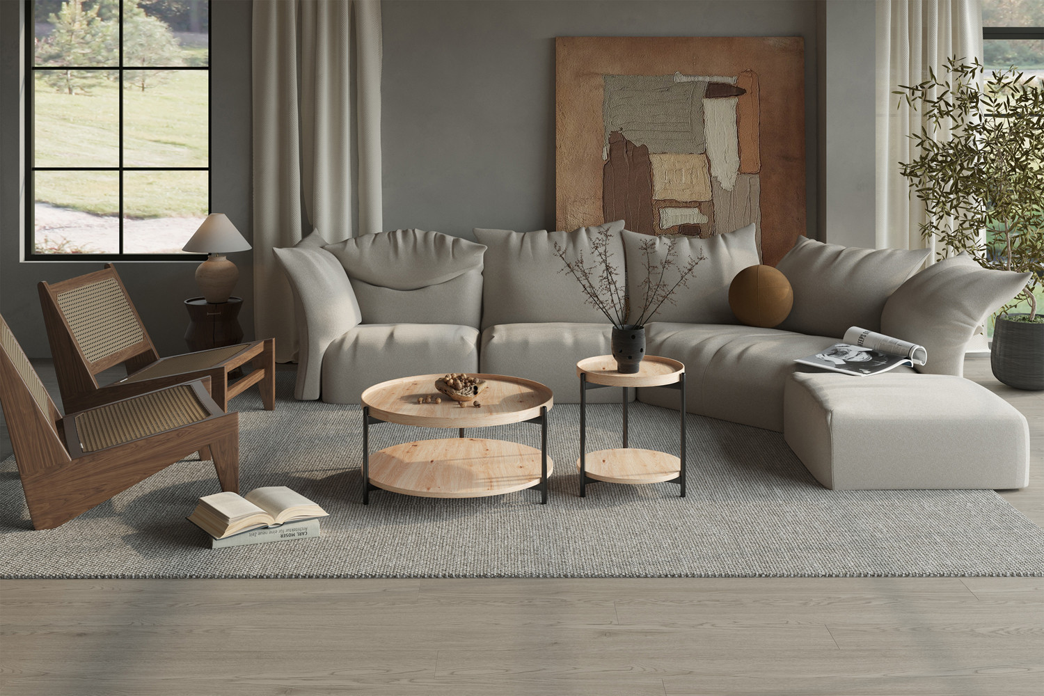 Table basse 'Dalina' 80 cm Décor Chêne vieilli – Image 3