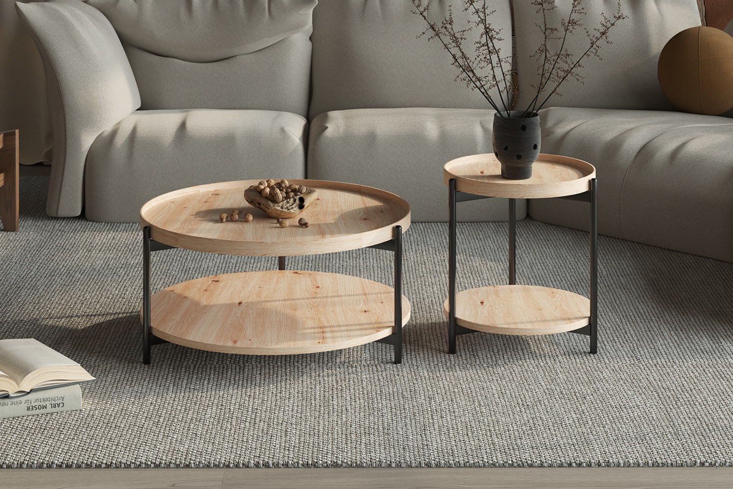 Table basse 'Dalina' 45 cm Décor Chêne vieilli – Image 2