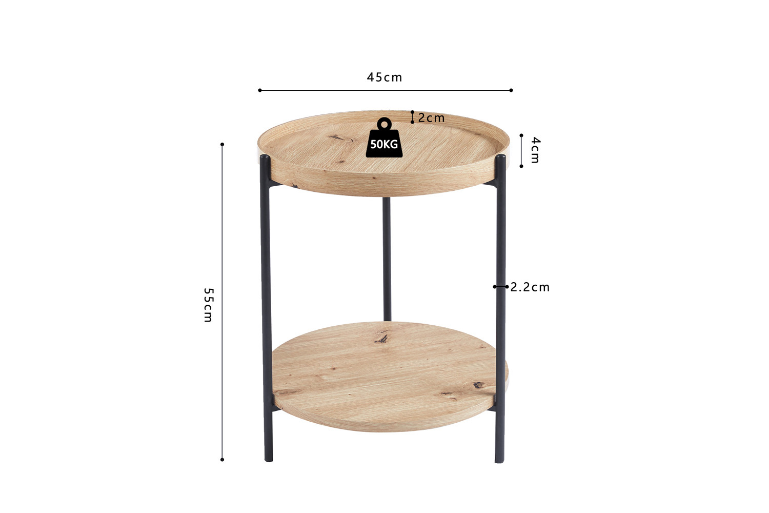Table basse 'Dalina' 45 cm Décor Chêne vieilli – Image 8