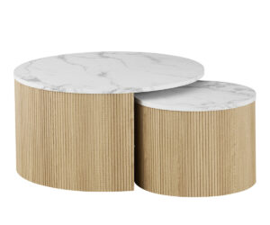 Alternative view of Table basse 'Rowan' Ronde Décor Marbre Beige