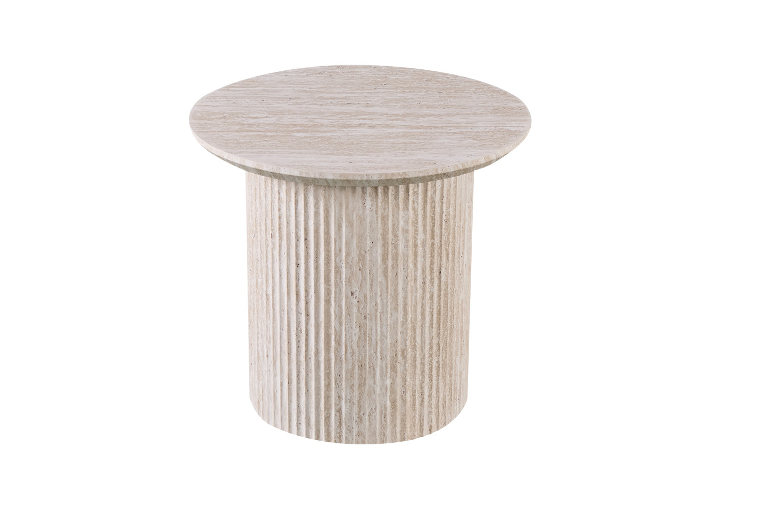 Table basse 'Lagos' 50 cm Ronde Décor Travertin Beige – Image 3