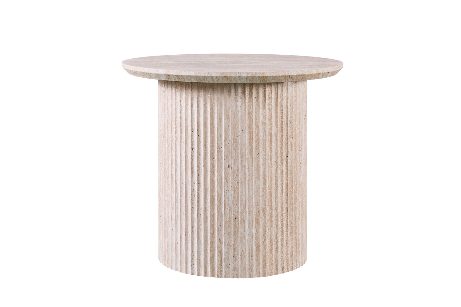 Table basse 'Lagos' 50 cm Ronde Décor Travertin Beige – Image 4