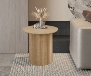 Table basse 'Lagos' 50 cm Ronde Décor Chêne Naturel