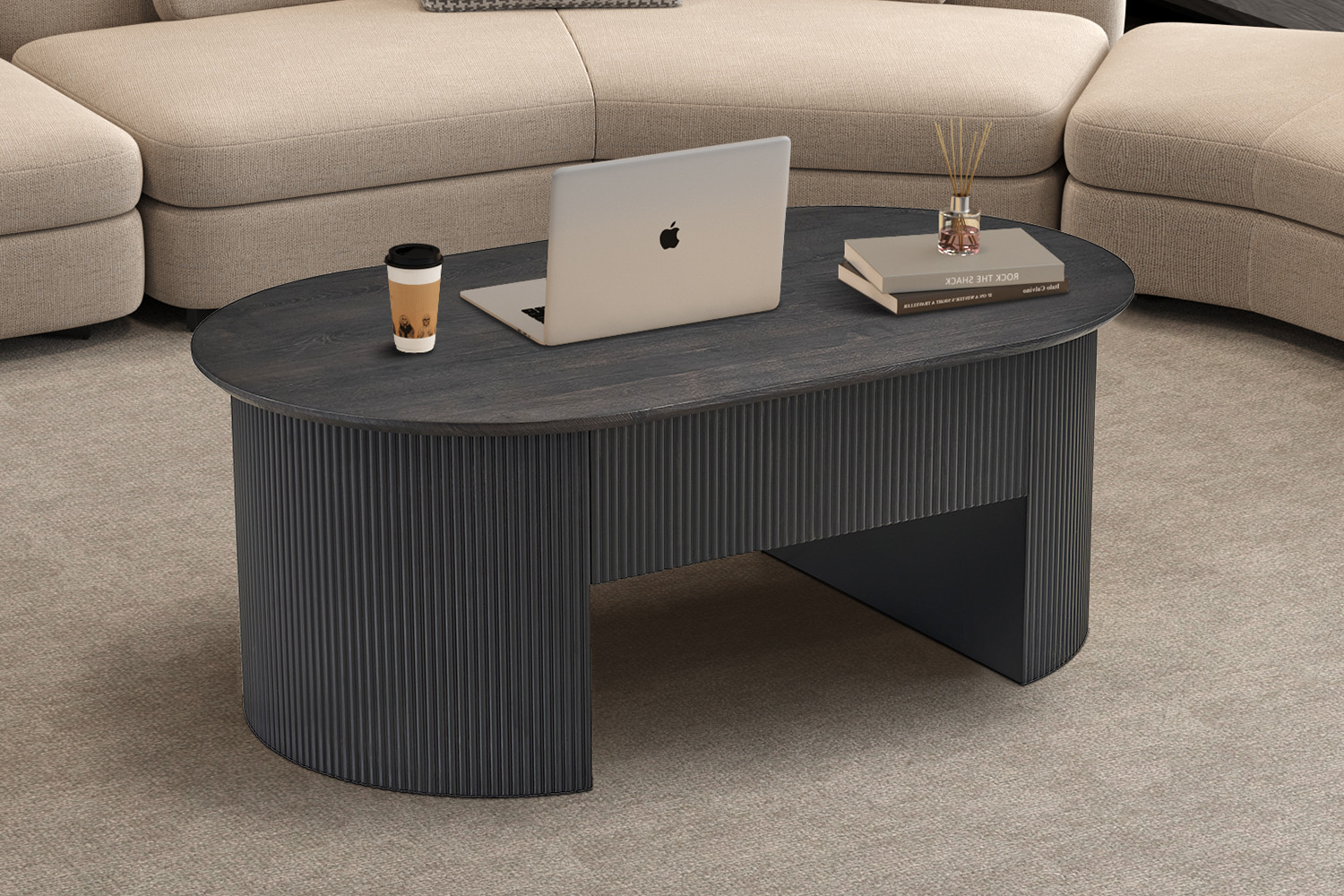 Table basse 'Lagos' 120 cm Plateau relevable Décor Brun foncé – Image 2