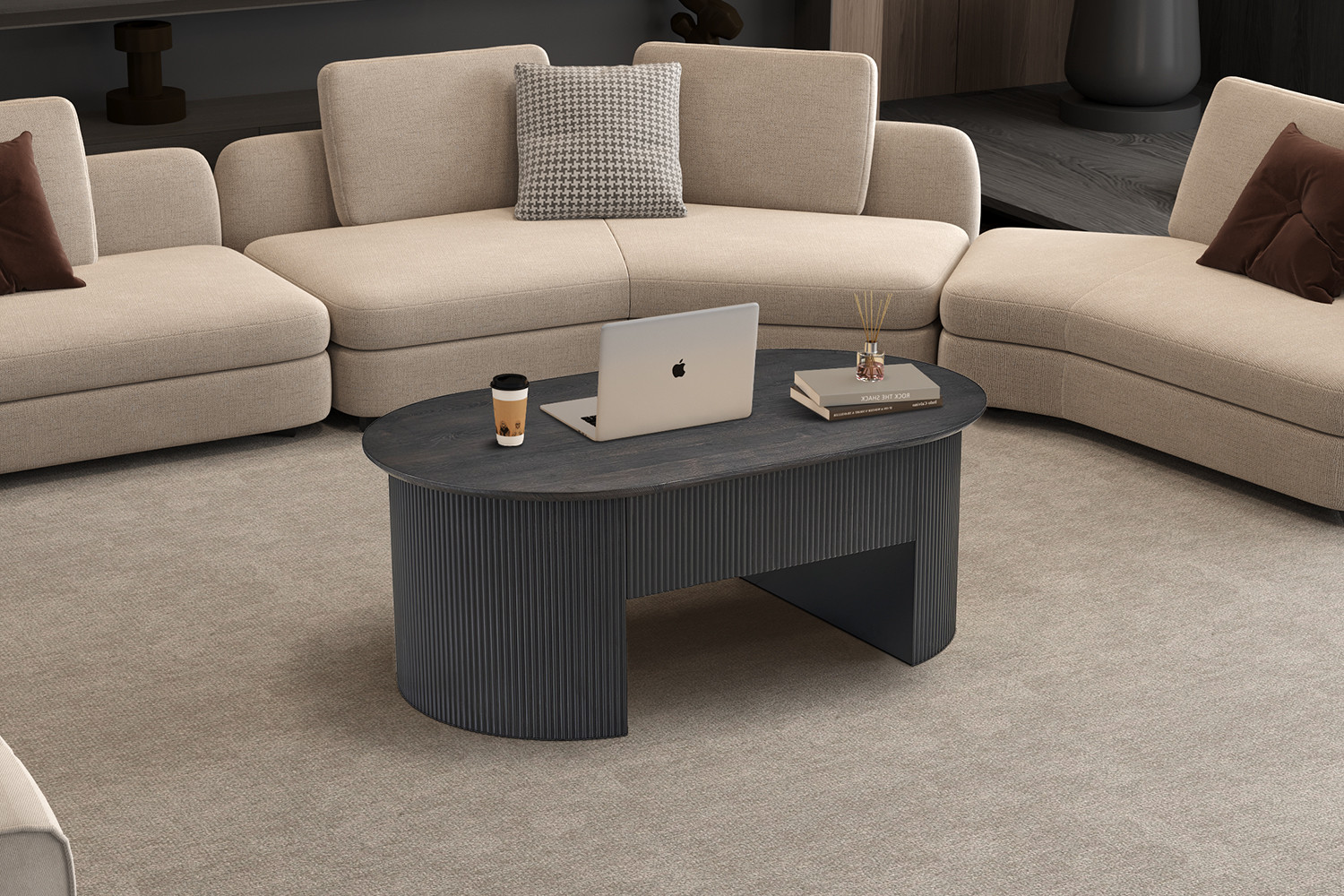 Table basse 'Lagos' 120 cm Plateau relevable Décor Brun foncé – Image 3